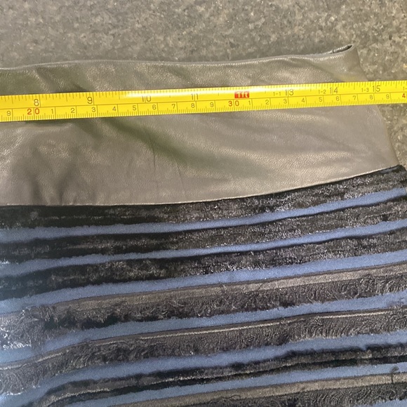 rag & bone Black/blue leather mini skirt with fringe size 2 - Picture 7 of 8